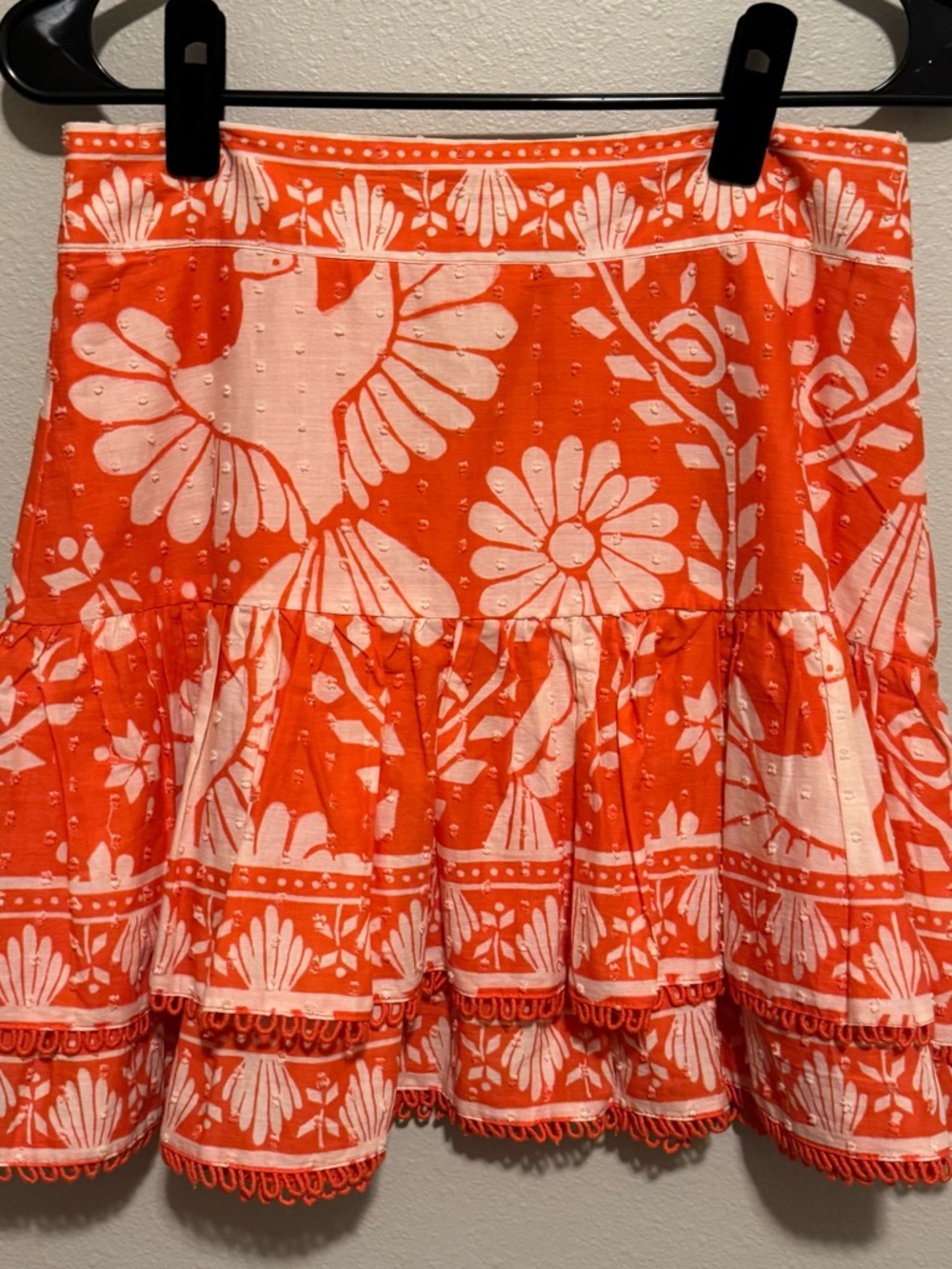 FARM Rio Orange Neon Jungle Tiered Mini Skirt Size Small - Picture 4 of 9